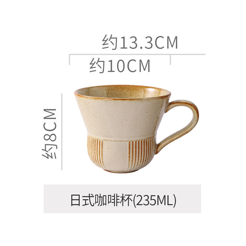 Creative trumpet shape clay coffee cup latte latte cup japanese style chinese ancient style plate plate for home mug