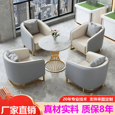 Hotel lobby sofa chair rest area reception booth sales office reception negotiation table and chair combination solid wood frame