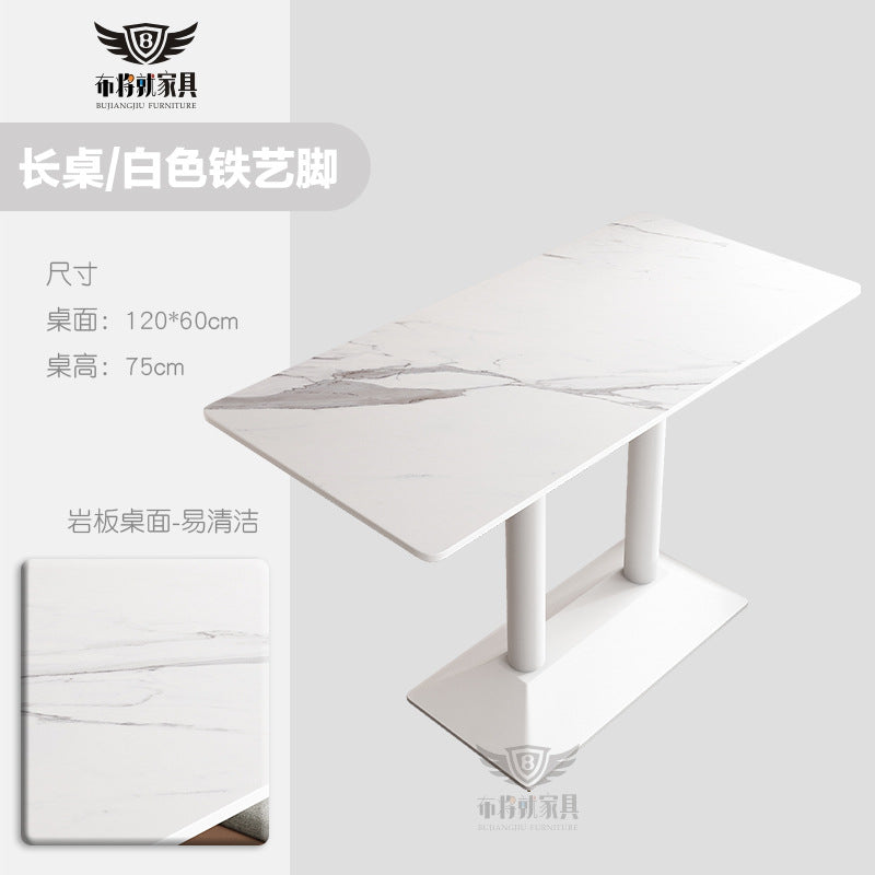 Bar table and chair combination, rock slab canteen dining table, commercial milk tea shop long table, reception and negotiation, cafe small round table