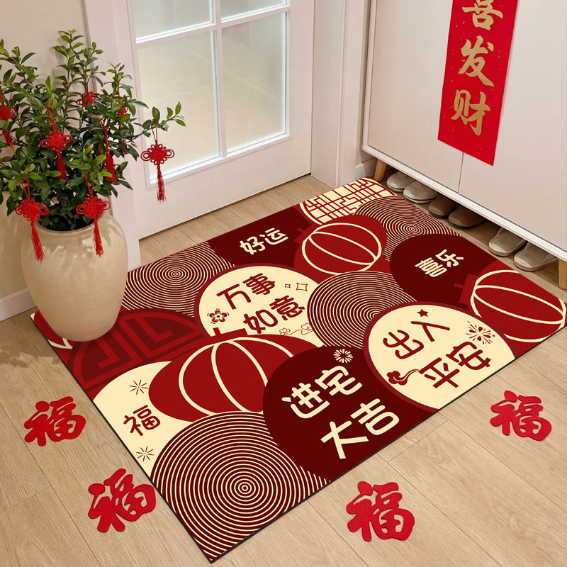 Entrance door floor mat, door mat, red door mat, new house, housewarming, new arrival, soft suede door carpet