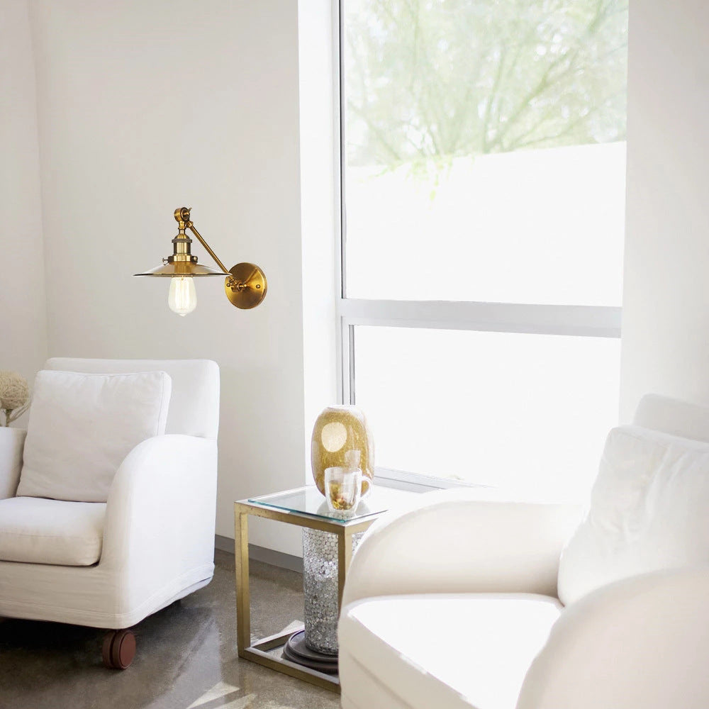 American industrial wind wrought iron wall lamp, living room retro background wall lamp, aisle entrance, golden simple bedroom bedside lamp