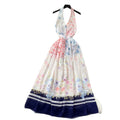 Summer vacation outfit: women's vintage ethnic style cinched waist halter backless printed maxi dress - summer  collection