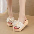 5cm thick sole popular bowknot slippers women's summer outwear soft sole non-slipfashion fairy style flip flops