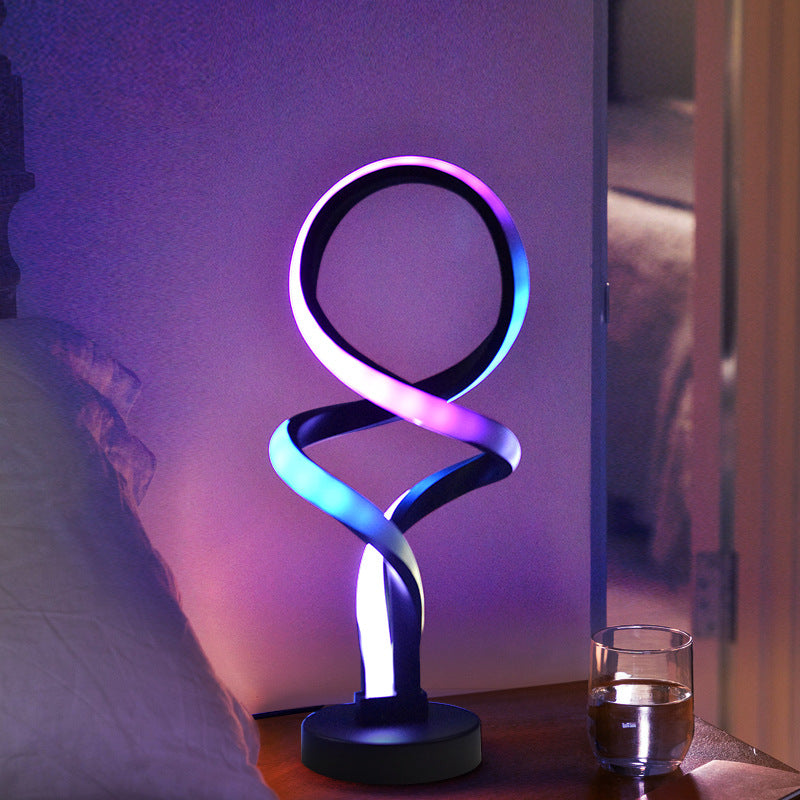 Art deco table lamp - modern minimalist ambient rgb light - bedroom bedside desk creative iridescent smart night light