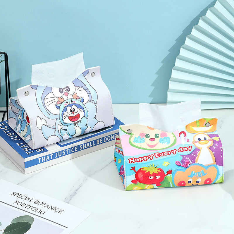 Cartoon Snoopy tissue box plaid living room family car bathroom napkin paper box pumping paper box pumping paper towel box