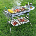 Portable bbq grill iron mesh stainless steel mesh bbq rack outdoor camping home charcoal grill folding stove