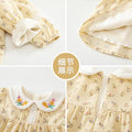 Girls' autumn  korean style floral embroidered children's clothing: pants with bow and fleece lining