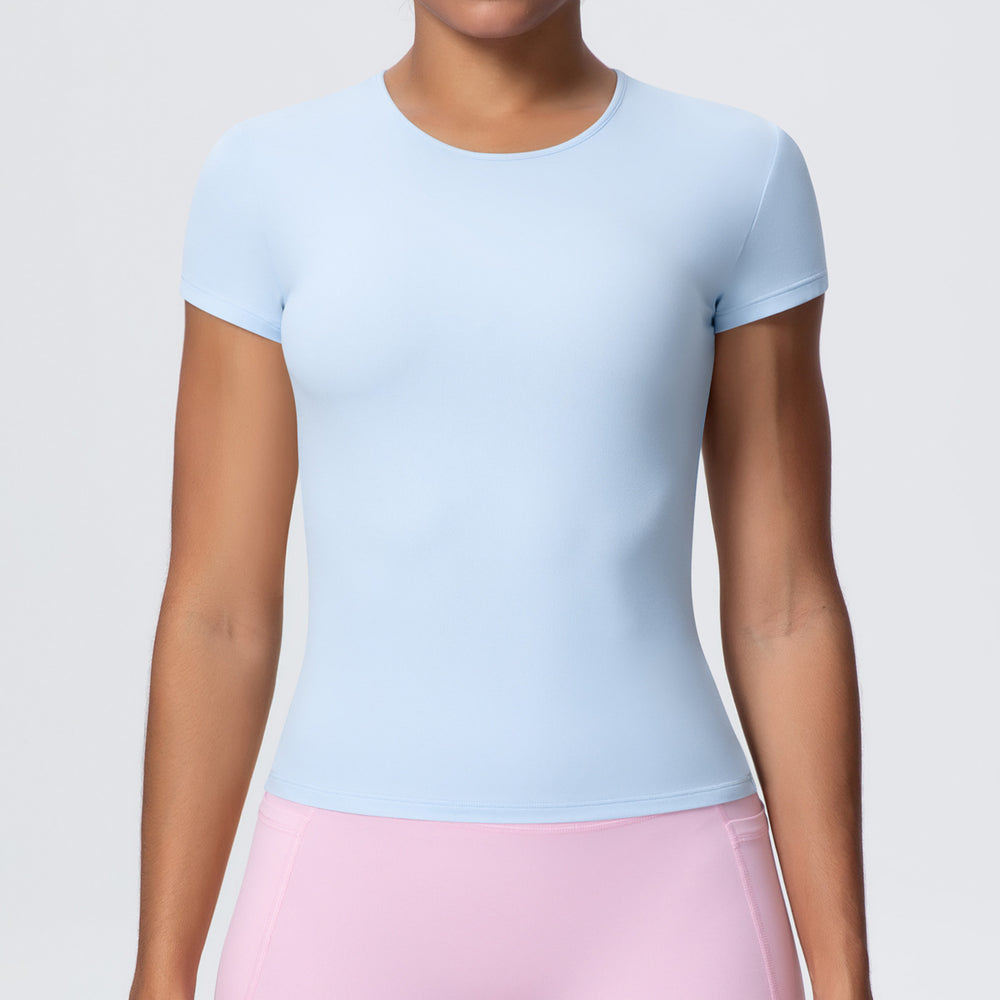 New arrivalcasual sports short-sleeved waist slimming look breathable yoga t-shirt running training naked fitness tops