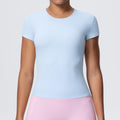 New arrivalcasual sports short-sleeved waist slimming look breathable yoga t-shirt running training naked fitness tops