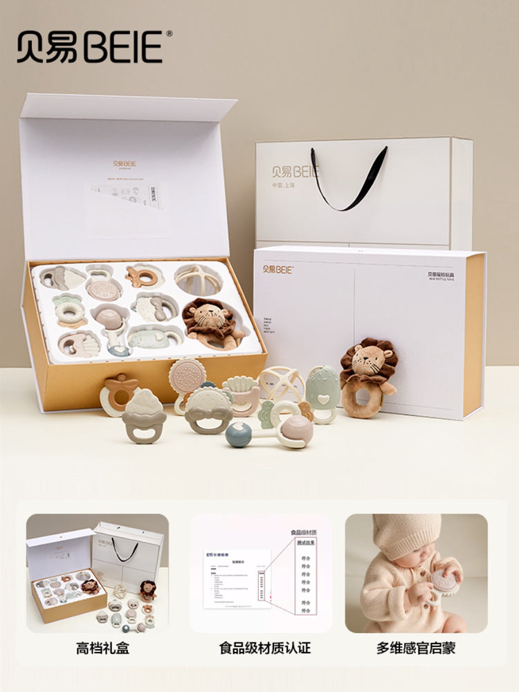 Beiyi baby hand rattle toy newborn toddler 0-6 months educational early education grasping training can bite tooth glue