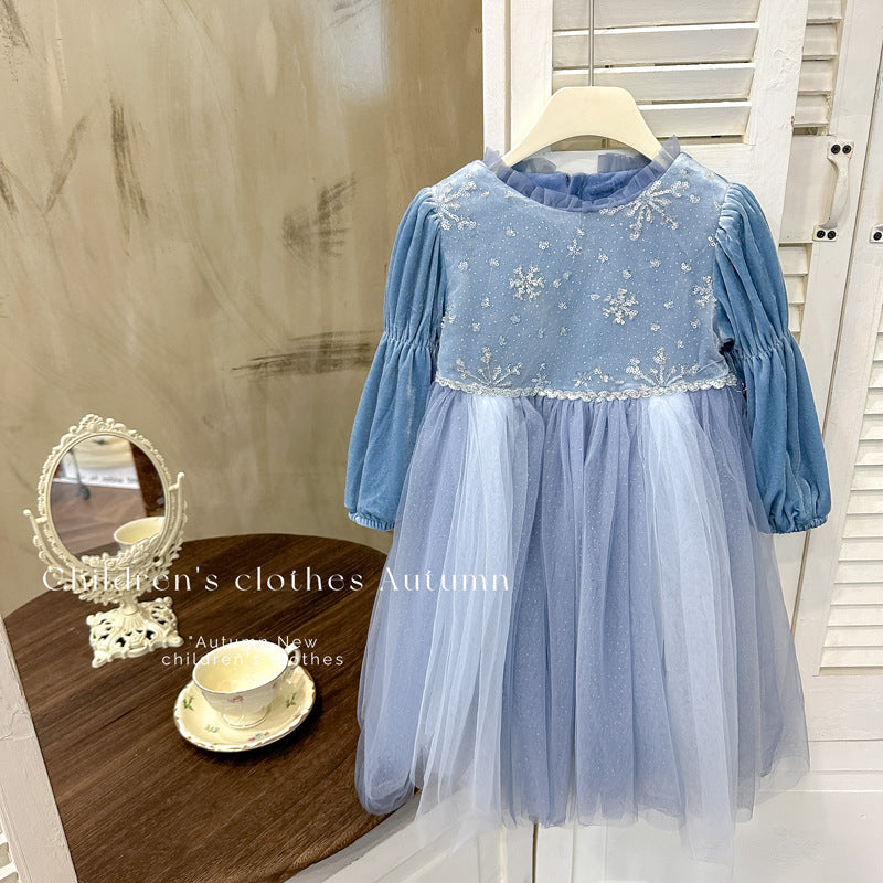 Girls' princess dress -  spring/autumn collection - elsa birthday dress - children's formal gown - tutu dress - elsa mesh dress