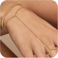 European and american new fashion minimalist bracelet finger bracelet 14k gold plated layered stackable women's jewelry bracelet