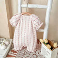 Newborn baby summer outfit set: lightweight summer clothes for baby girls, princess short-sleeve gauze romper, pure cotton summer wear