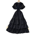 Frenchv neck red polka dot elegantdress women's summer waist slimming look a-line cake skirt dopamine style