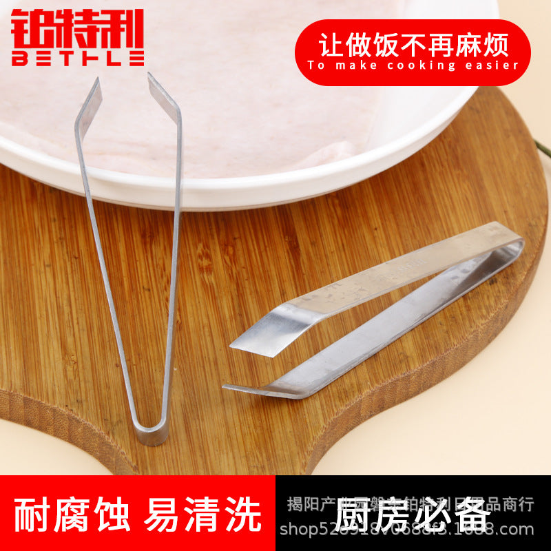 Multifunctional stainless steel hair remover thickened oblique flat mouth for home kitchen tool fish bone pig hair clip food clip