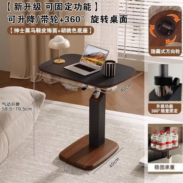 Saddle leather adjustable side table for home bedside table medieval style living room coffee table small table movable bedside computer table