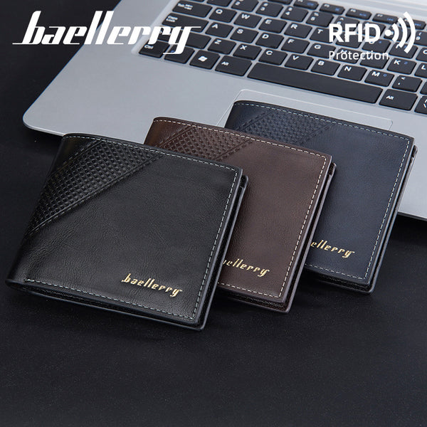 New men's wallet baellerry short business trend multi-card RFID wallet anti-theft  explosion