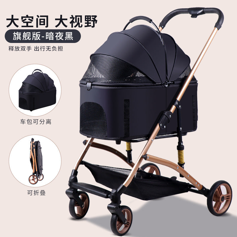 Pet stroller for dogs and cats - portable, foldable, lightweight, and large capacity cat carrier for small to medium breeds