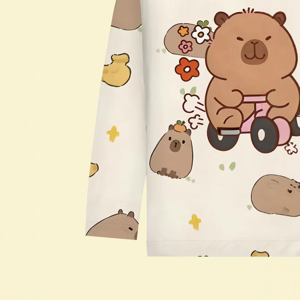 wholesale: girls' long-sleeved pajamas (set) - lightweight spring/autumn styles for toddlers and big kids