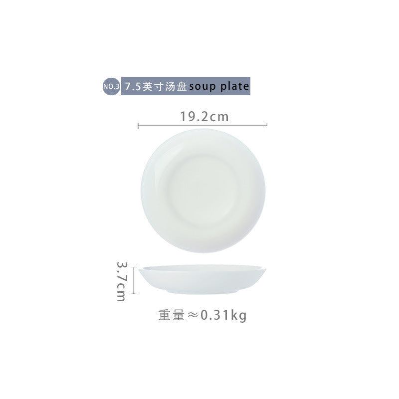 Ceramic white 8inch deep plate 10 pack bone china underglaze color vegetable plate for home round plate rice plate soup plate deep vegetable plate