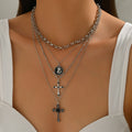 Long necklace wholesale european and american cross-border stylish cross jewelry accessible luxury niche stacked pendant necklace women's sweater chain
