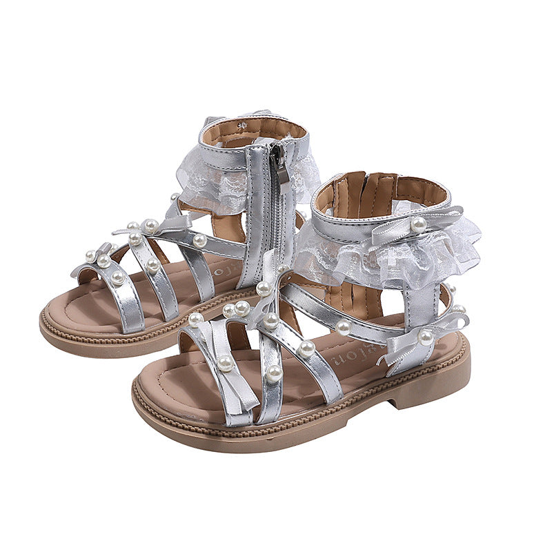 Girls' roman princess sandals - new summer collection for toddlers and big kids - soft sole beach shoes