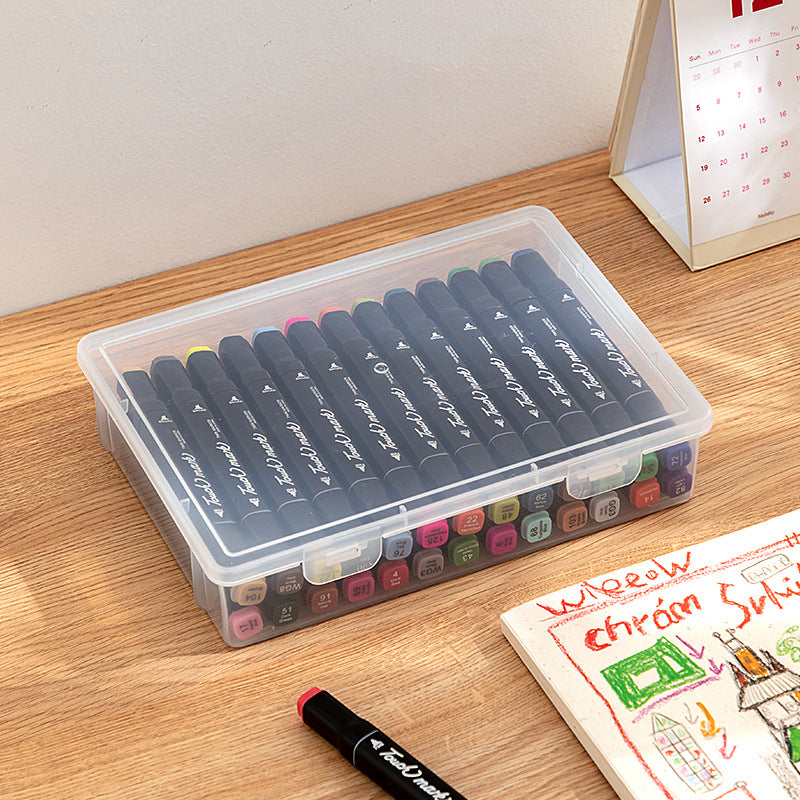 Japanese-style desktop storage box Transparent book ID marker Stationery storage box Office a5 file storage box