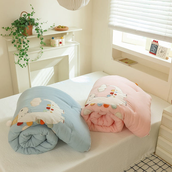 Class A cotton double-layer yarn quilt thickened winter quilt children's single spring and autumn quilt student dormitory warm embroidered quilt +