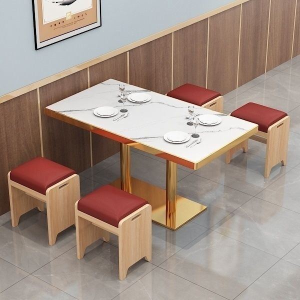 Commercial slate dining table theme restaurant barbecue shop snack shop restaurant ramen solid wood stool slate dining table casual style
