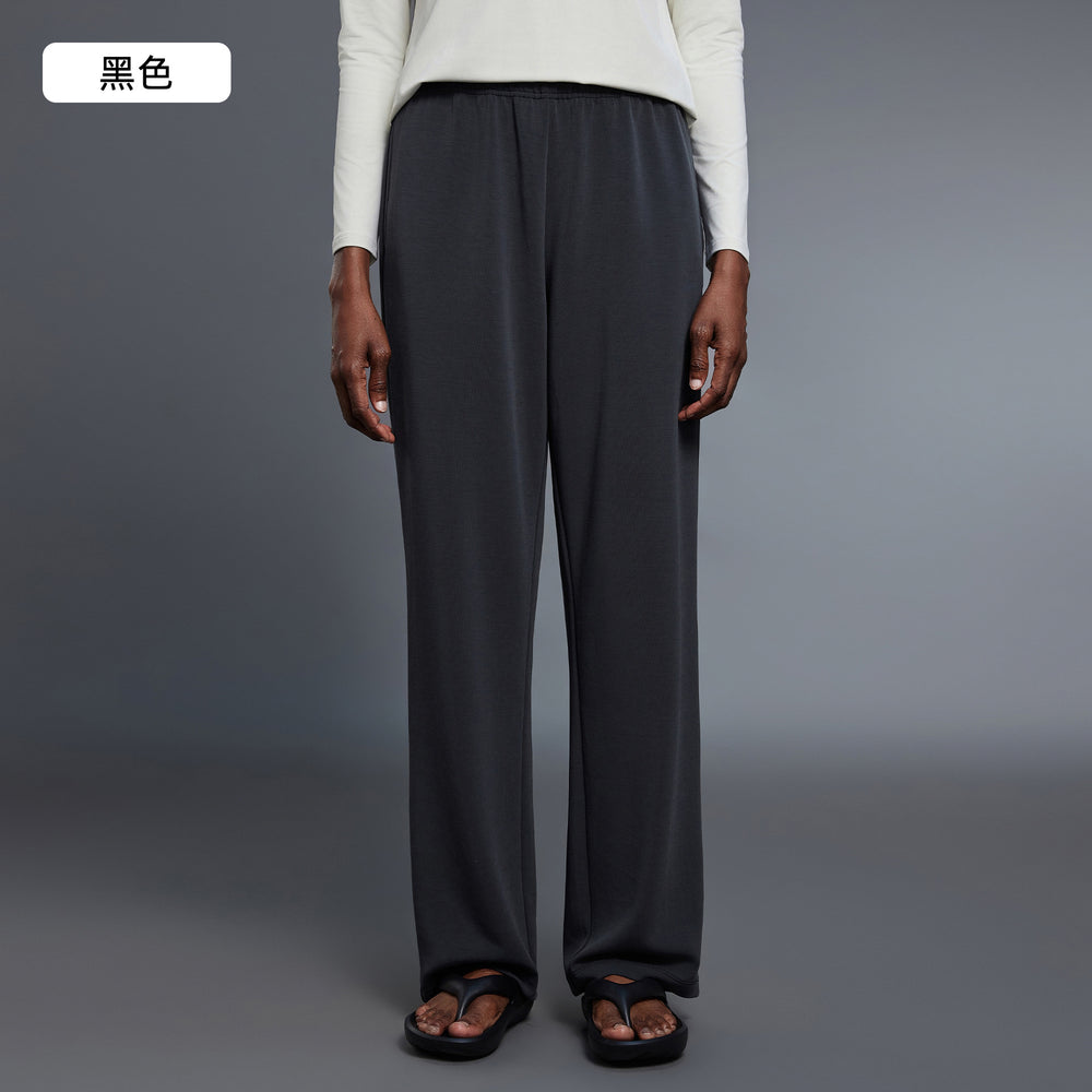 High-waisted, straight-leg casual pants with a fold-over waistband, perfect for running, fitness, and workouts. women's autumn trousers, style d25095