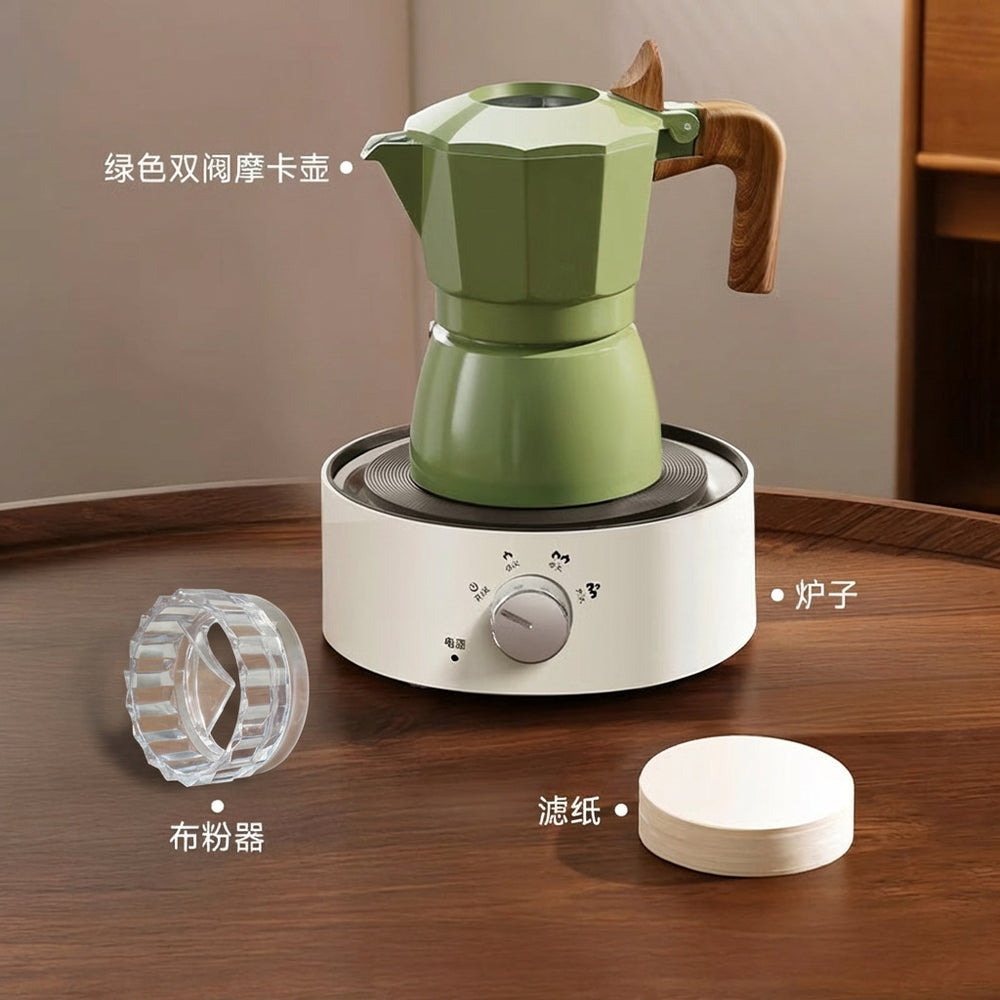 New double valve moka pot italian espresso coffee maker outdoor coffee brewing moka pot espresso coffee maker - export quality