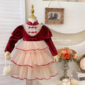 Girls' dress autumn new arrival red birthday dress lolita princess dress little girl puffy cake dress trendy