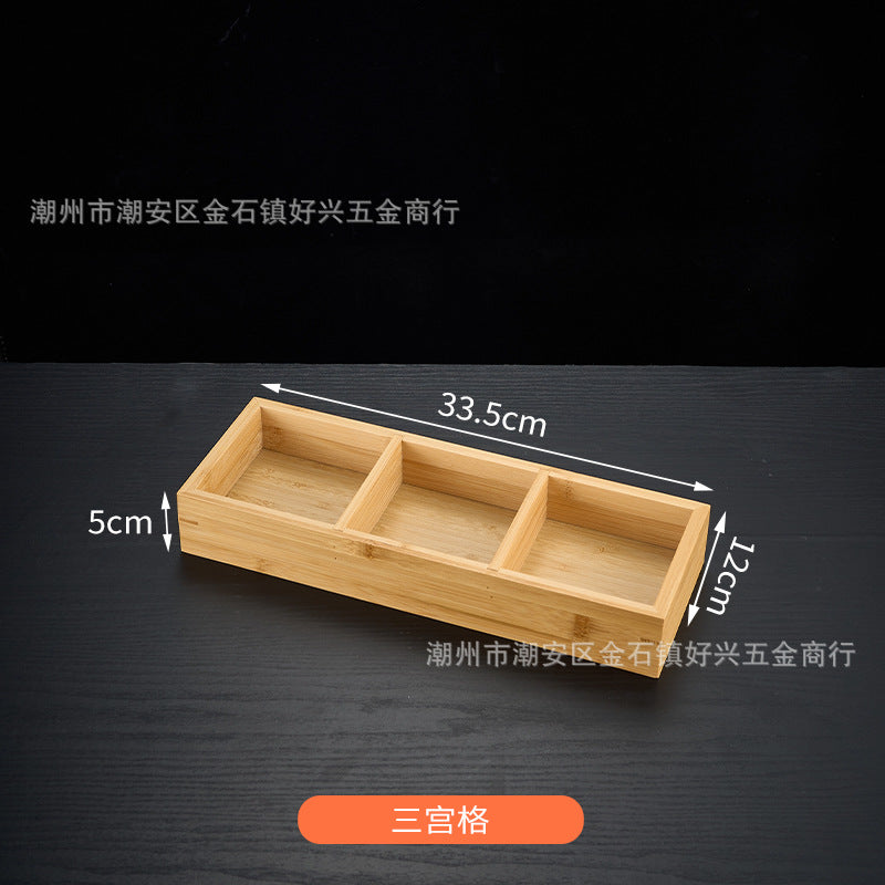 Creative nine-square grid tableware commercial hot pot restaurant barbecue restaurant beef vegetable platter bamboo tray divided grid dinner plate