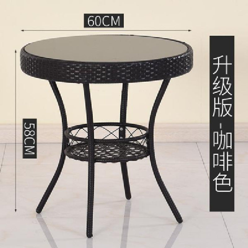 Simple balcony small tea table for home small apartment tea table living room rattan small coffee table table and chair combination glass round