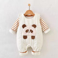 Newborn baby clothes autumn winter casual cartoon cotton-padded romper, super cute fleece-lined cotton two-piece set for baby boys
