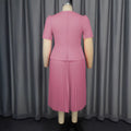 New arrival cross-border work clothingdress lapel short sleeve design double breasted decoration pleated skirt pleateddres