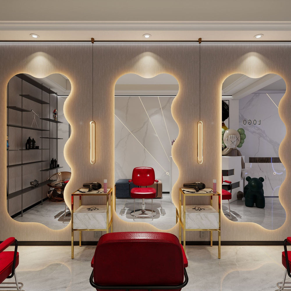 Hairdressing shop perm and dyeing mirror table hair salon special hair salon popular single-sided wall-mounted hair cutting mirror trendy shop special-shaped mirror