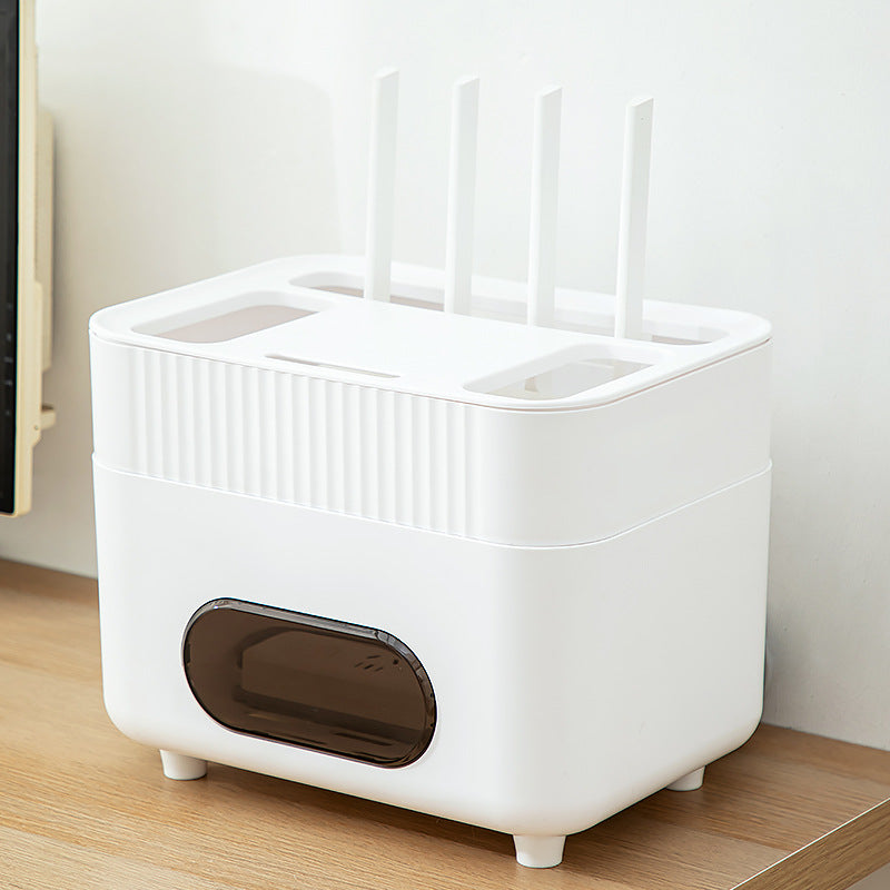 Plastic multi-layer storage box Home storage router storage box Desktop multi-layer grid router placement rack