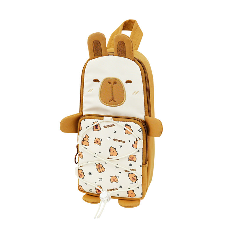 New, cute Kapibara schoolbag, capybara stationery box, cute pencil case, cartoon portable pencil case.