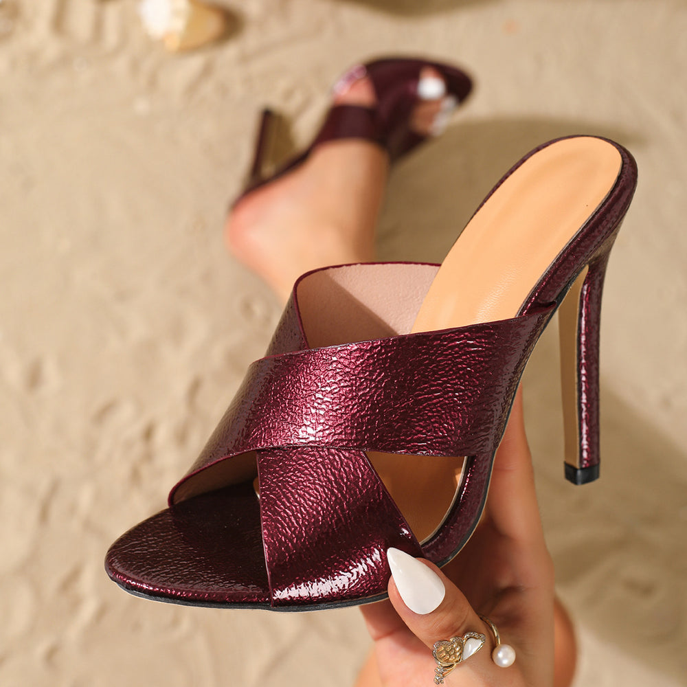 New arrival: hot-selling european and american style patent leather crossover strap sexy open-toe high heel sandals, sizes 35-42, direct from the manufacturer
