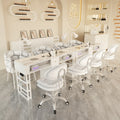 New arrival: extra-wide 45 turbine engraved grade vacuum marble & porcelain surface multifunctional minimalist nail table and chair set