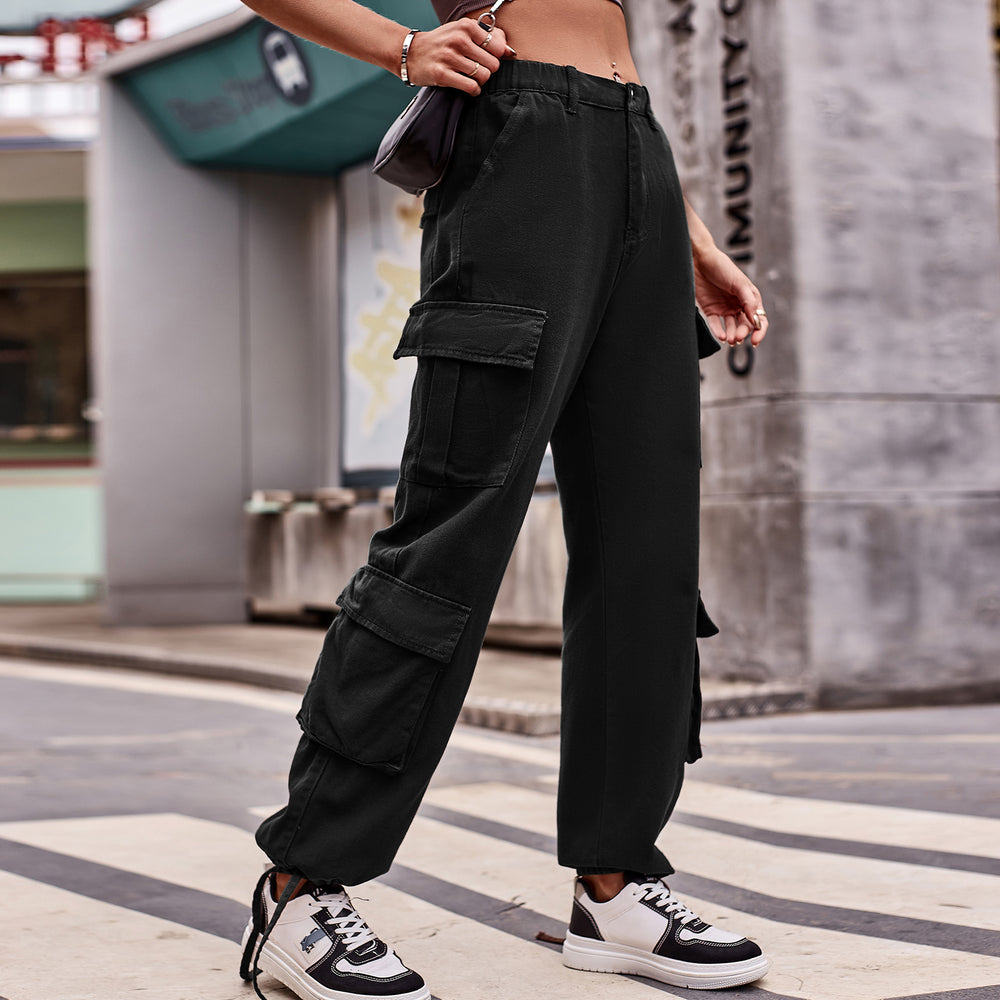 cross-border fashion: european & american style women's denim cargo pants - new  listing, relaxed fit with drawstring design, casual activewear