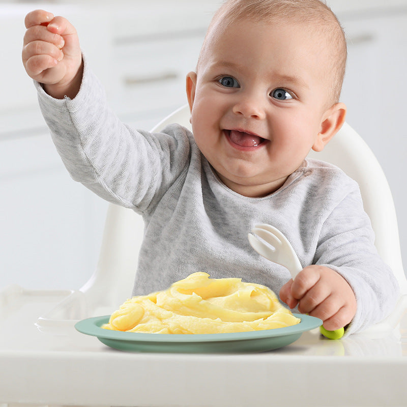 Children's silicone plate with lid disc baby complementary food feeding tray baby special children's tableware set wholesale