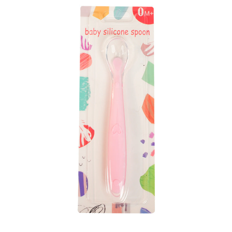 English card pack, baby silicone spoon, soft head spoon, baby training spoon, children's tableware cartoon silicone spoon