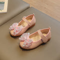 Girls' princess shoes, kids' leather shoes,  spring collection, girls' pearl crystal shoes, soft sole little girl's single shoes, flat shoes
