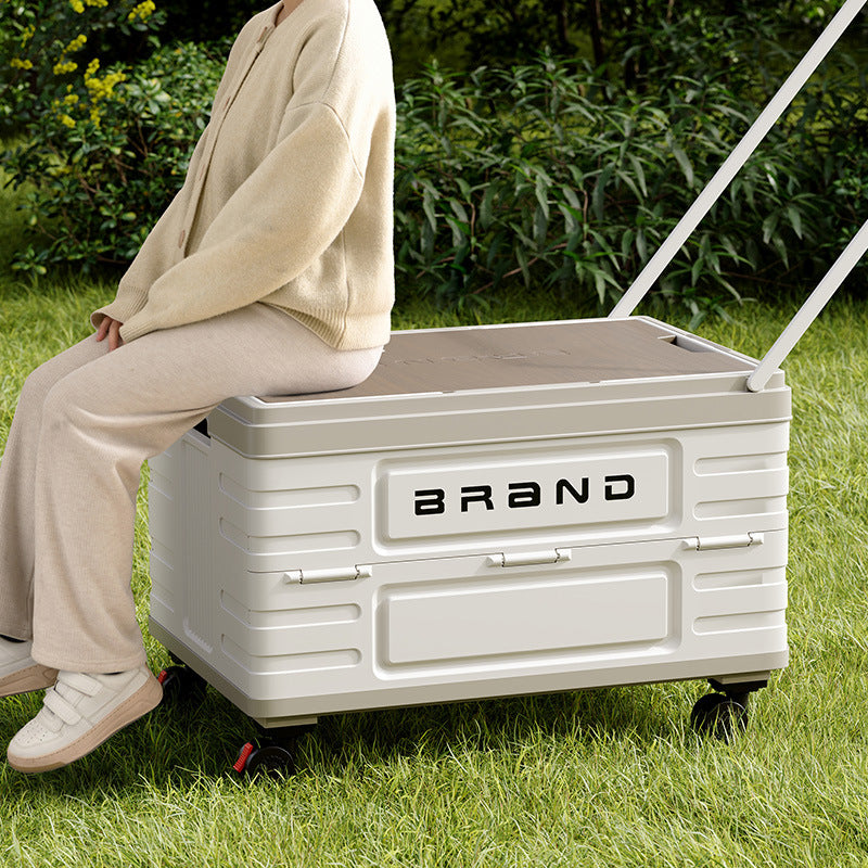 Outdoor camping storage box Folding box Camping finishing box Car trunk Storage box Wooden cover Clothes storage box