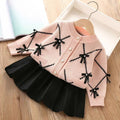 Girls' knitted sweater dress set - autumn/winter  new collection - baby girl pleated skirt top and jacket outfit