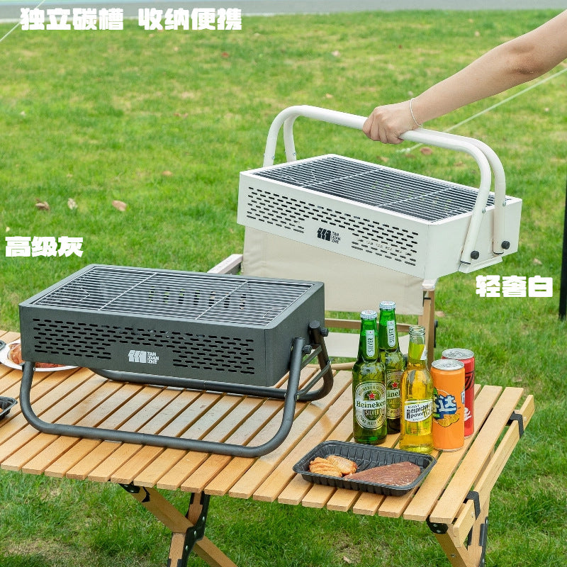 Outdoor bbq grill, detachable multifunctional rotisserie, foldable rack, home-use fire pit for tea brewing, charcoal grill