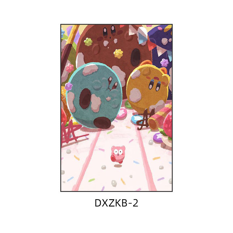 Star Kirby decorative painting pink girl bedroom children's room hanging painting cartoon animation cute princess bedside mural