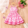 Kids' strawberry ice cream digital print cami dress with double-layered hem